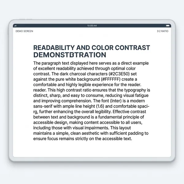High contrast dark charcoal body text on white background passing accessibility standards