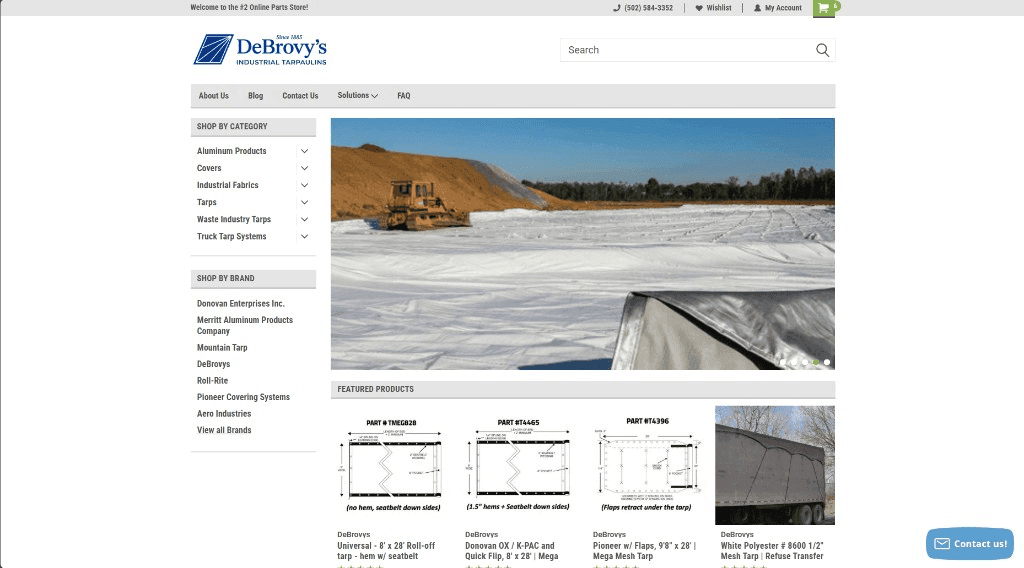 DeBrovys homepage before redesign on BigCommerce